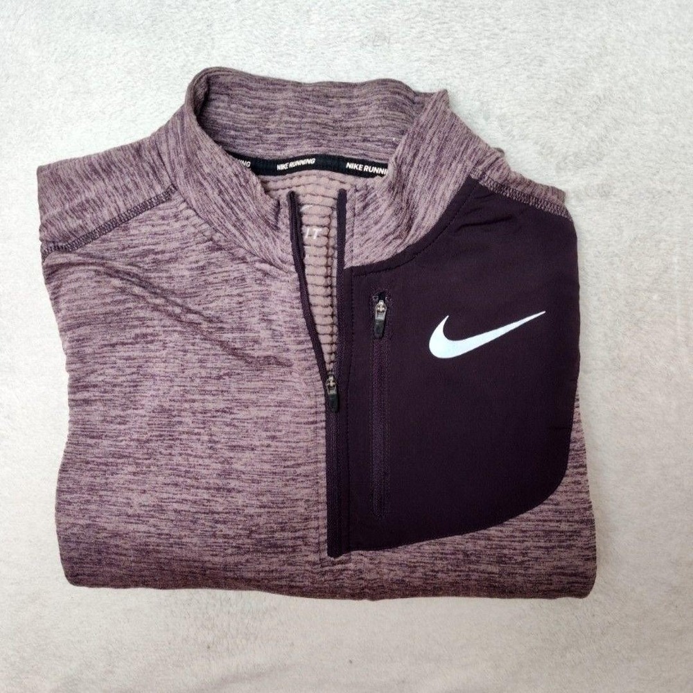 Nike Pullover Mens M Purple Therma Sphere 1/4 Zip Running Pocket Light AO2617